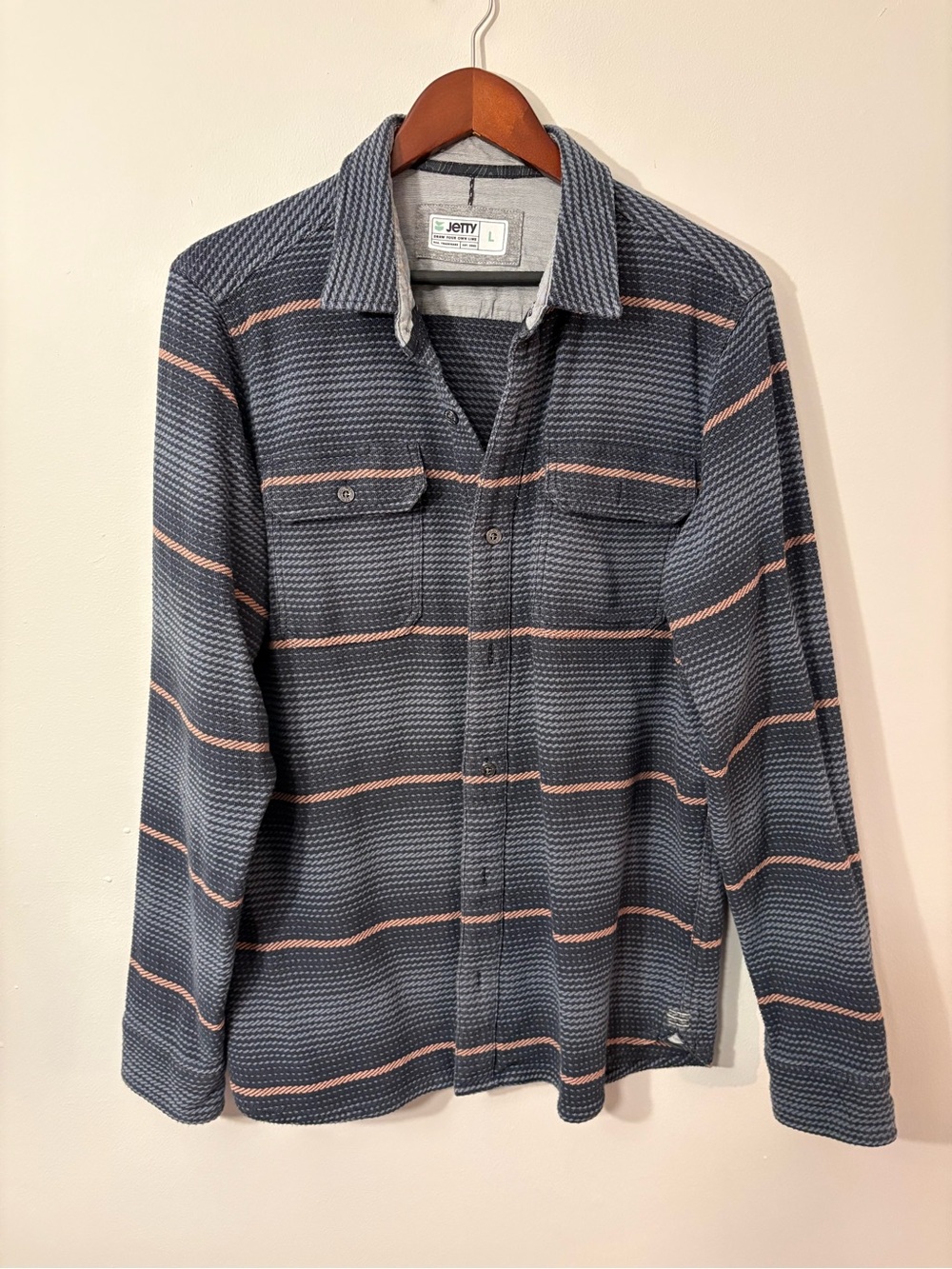 Jetty Draw Your Own Line Striped Flannel Shirt — Men's Size L 🍂